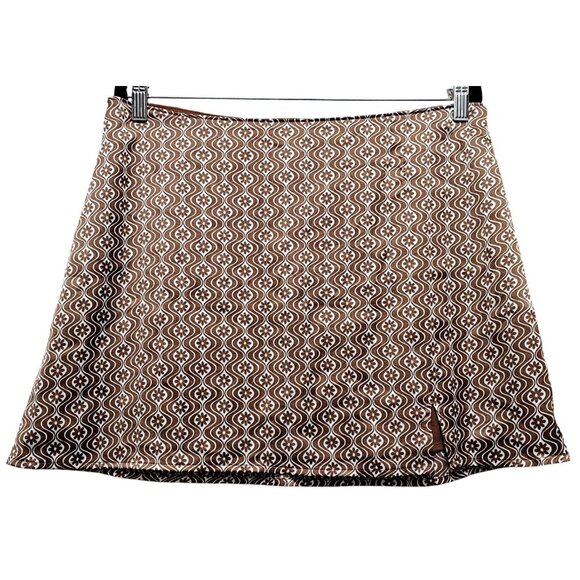 Hollister Women's High-Rise Brown & White Patterned A-Line Skirt L - Picture 1 of 10